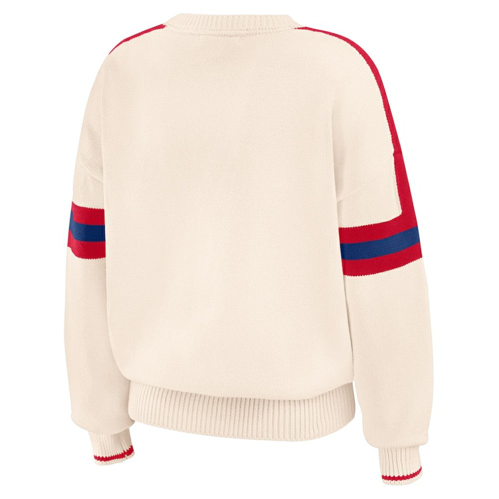 Philadelphia Phillies WEAR by Erin Andrews Women's Stripe Pullover Sweater - Cream Pullover