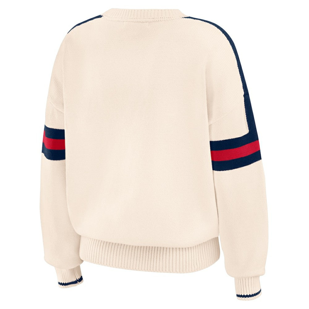 Atlanta Braves WEAR by Erin Andrews Women's Stripe Pullover Sweater - Cream Pullover