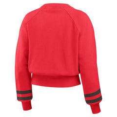 Cincinnati Reds WEAR by Erin Andrews Women's Vintage Washed Cropped Pullover Sweatshirt - Red Pullover