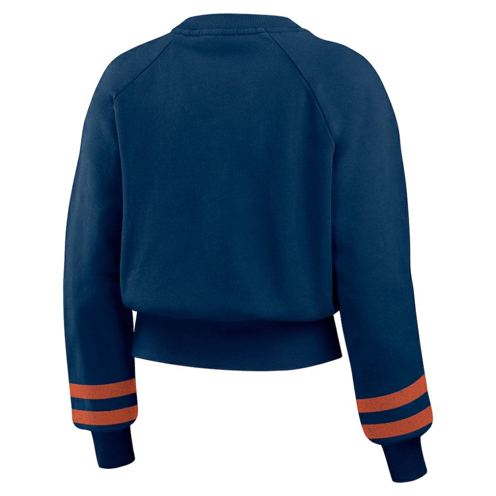 Houston Astros WEAR by Erin Andrews Women's Vintage Washed Cropped Pullover Sweatshirt - Navy Pullover