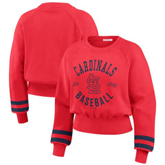 St. Louis Cardinals WEAR by Erin Andrews Women's Vintage Washed Cropped Pullover Sweatshirt - Red Pullover