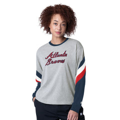 Atlanta Braves Starter Women's Triple A Fashion Color Block Long Sleeve Top - Heather Gray Tops