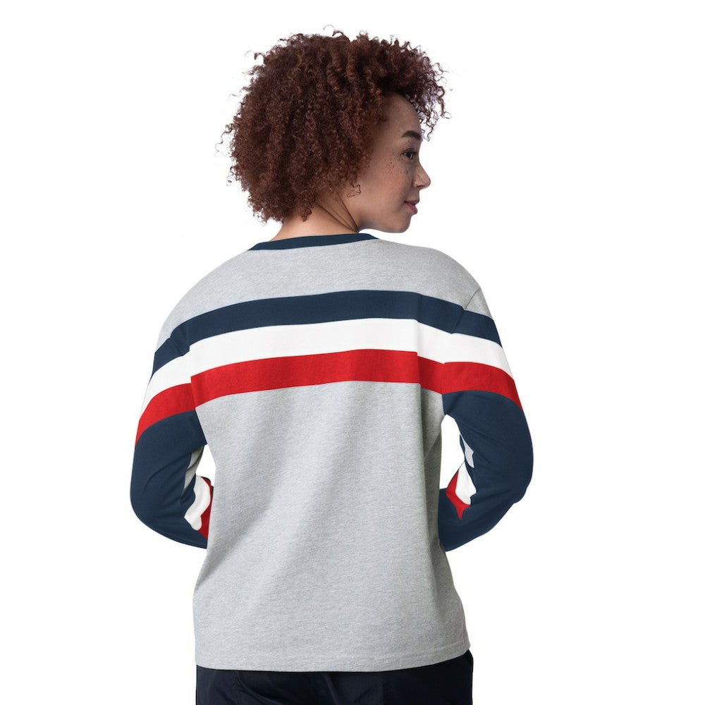Atlanta Braves Starter Women's Triple A Fashion Color Block Long Sleeve Top - Heather Gray Tops