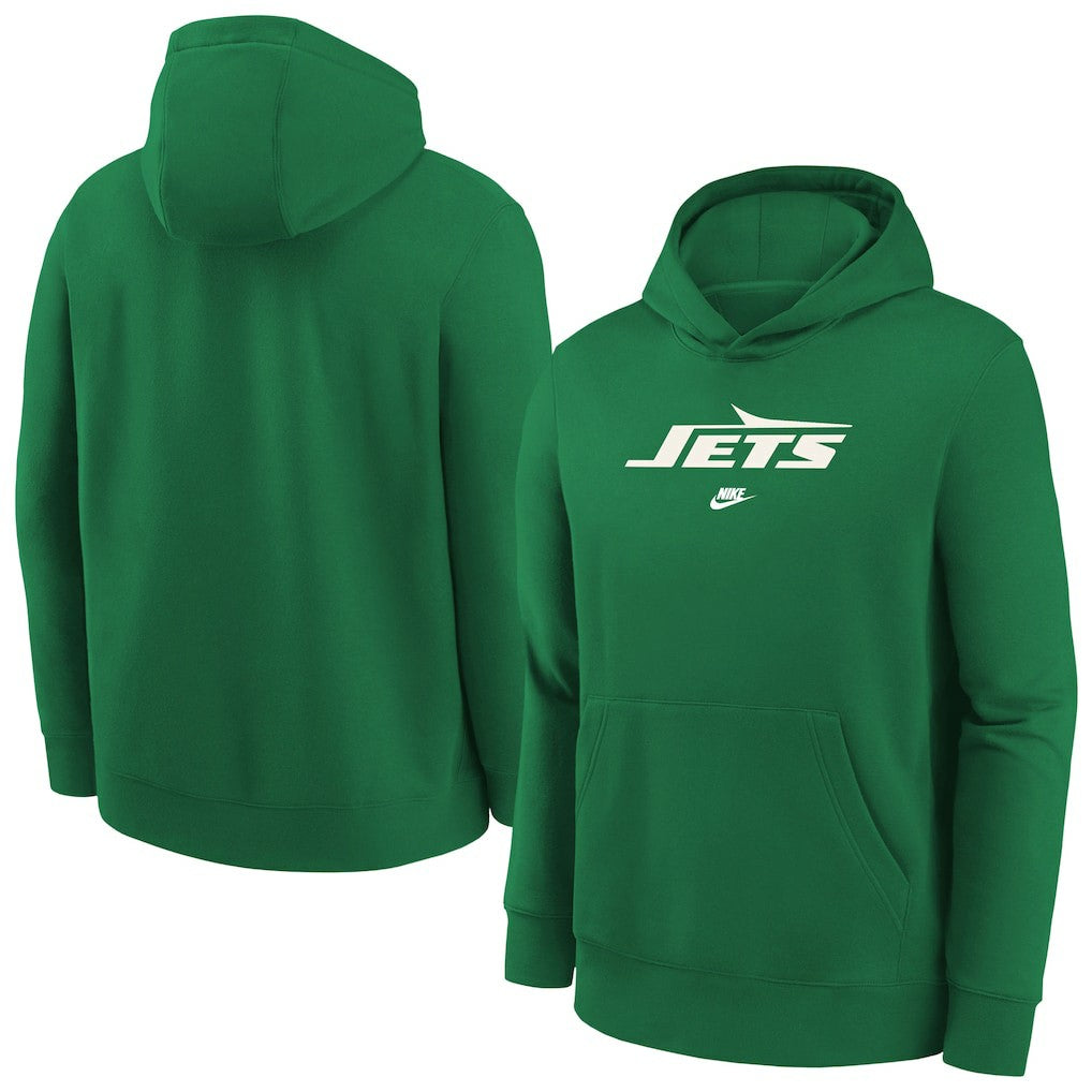 New York Jets Youth Rewind Club Fleece Pullover Hoodie Kelly Green