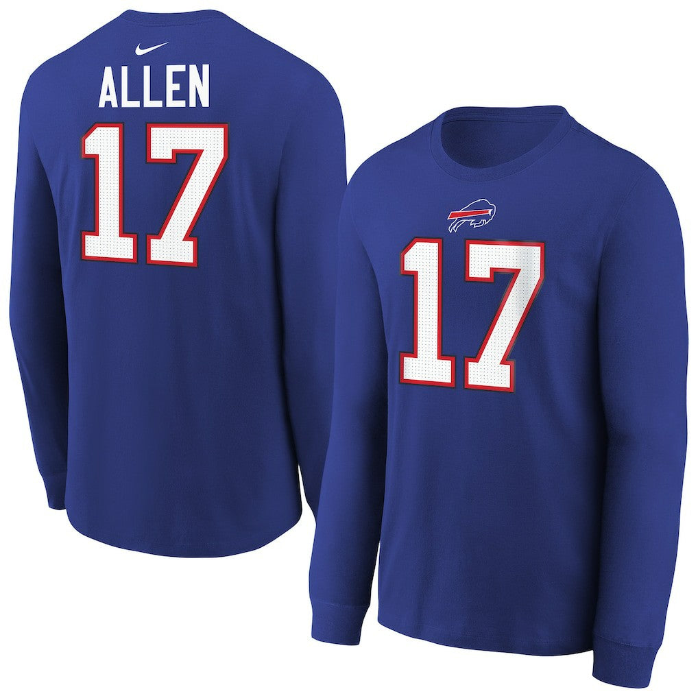 Josh Allen Buffalo Bills Youth Player Name & Number Long Sleeve T-Shirt Royal