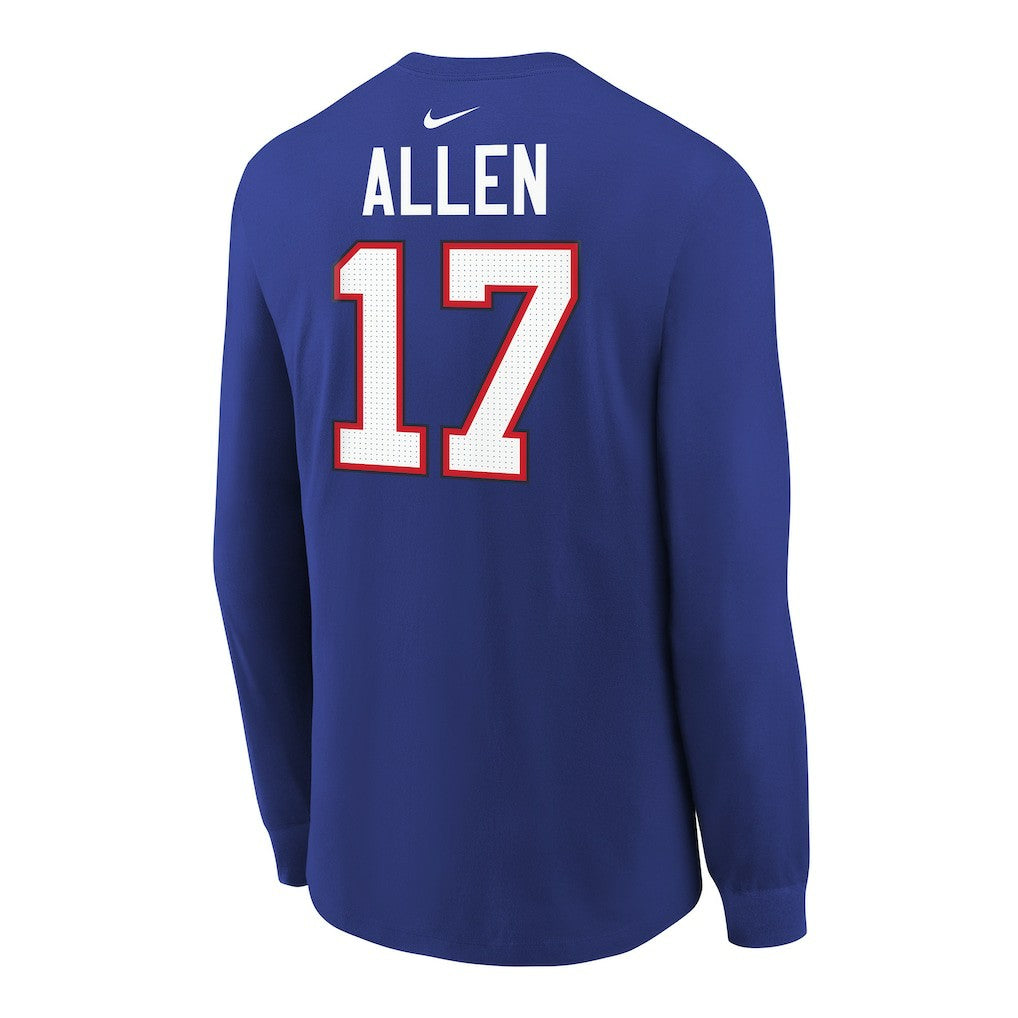 Josh Allen Buffalo Bills Youth Player Name & Number Long Sleeve T-Shirt Royal