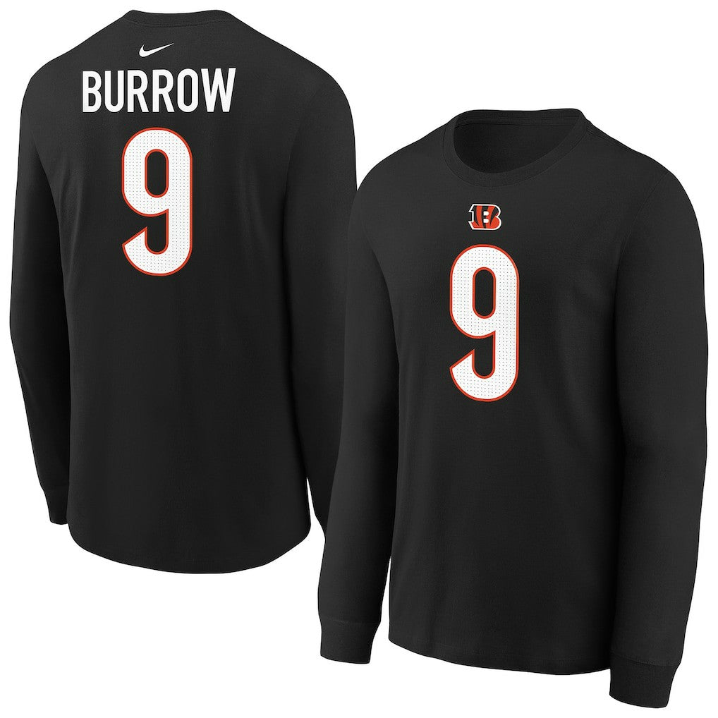 Joe Burrow Cincinnati Bengals Youth Player Name & Number Long Sleeve T-Shirt Black