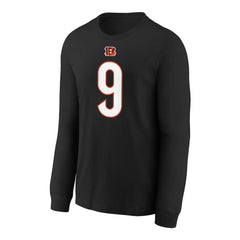 Joe Burrow Cincinnati Bengals Youth Player Name & Number Long Sleeve T-Shirt Black