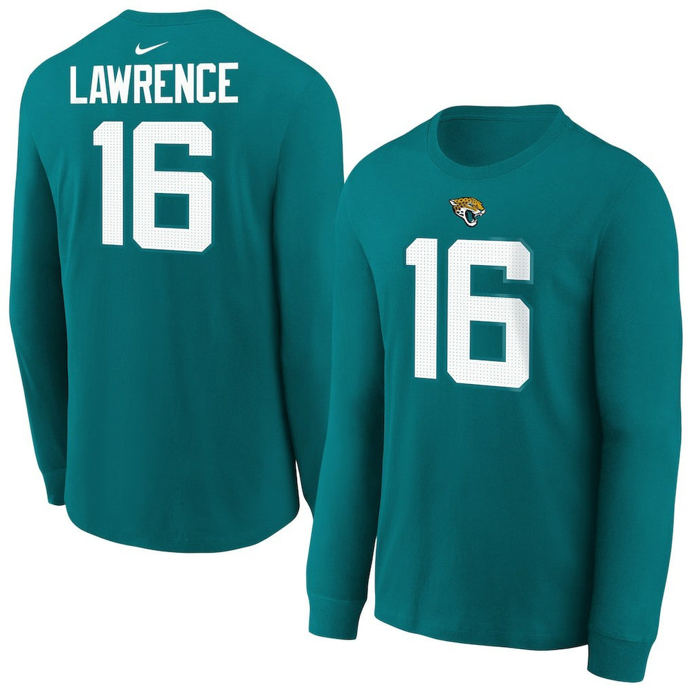 Trevor Lawrence Jacksonville Jaguars Youth Player Name & Number Long Sleeve T-Shirt Teal