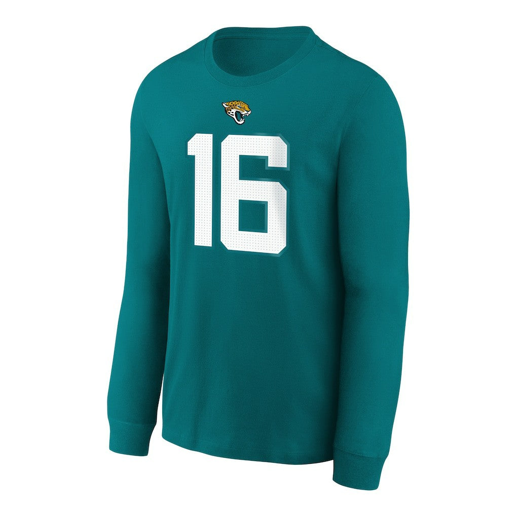 Trevor Lawrence Jacksonville Jaguars Youth Player Name & Number Long Sleeve T-Shirt Teal