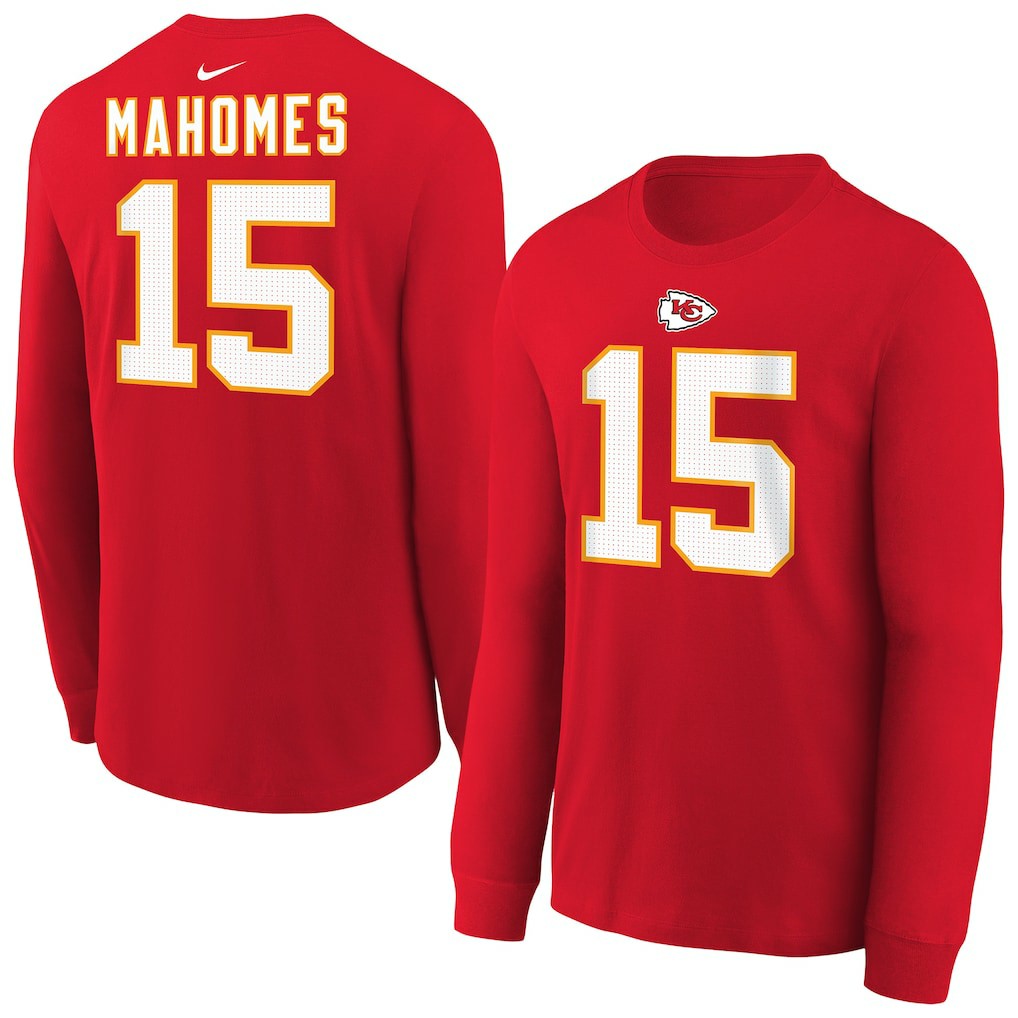Patrick Mahomes Kansas City Chiefs Youth Player Name & Number Long Sleeve T-Shirt Red