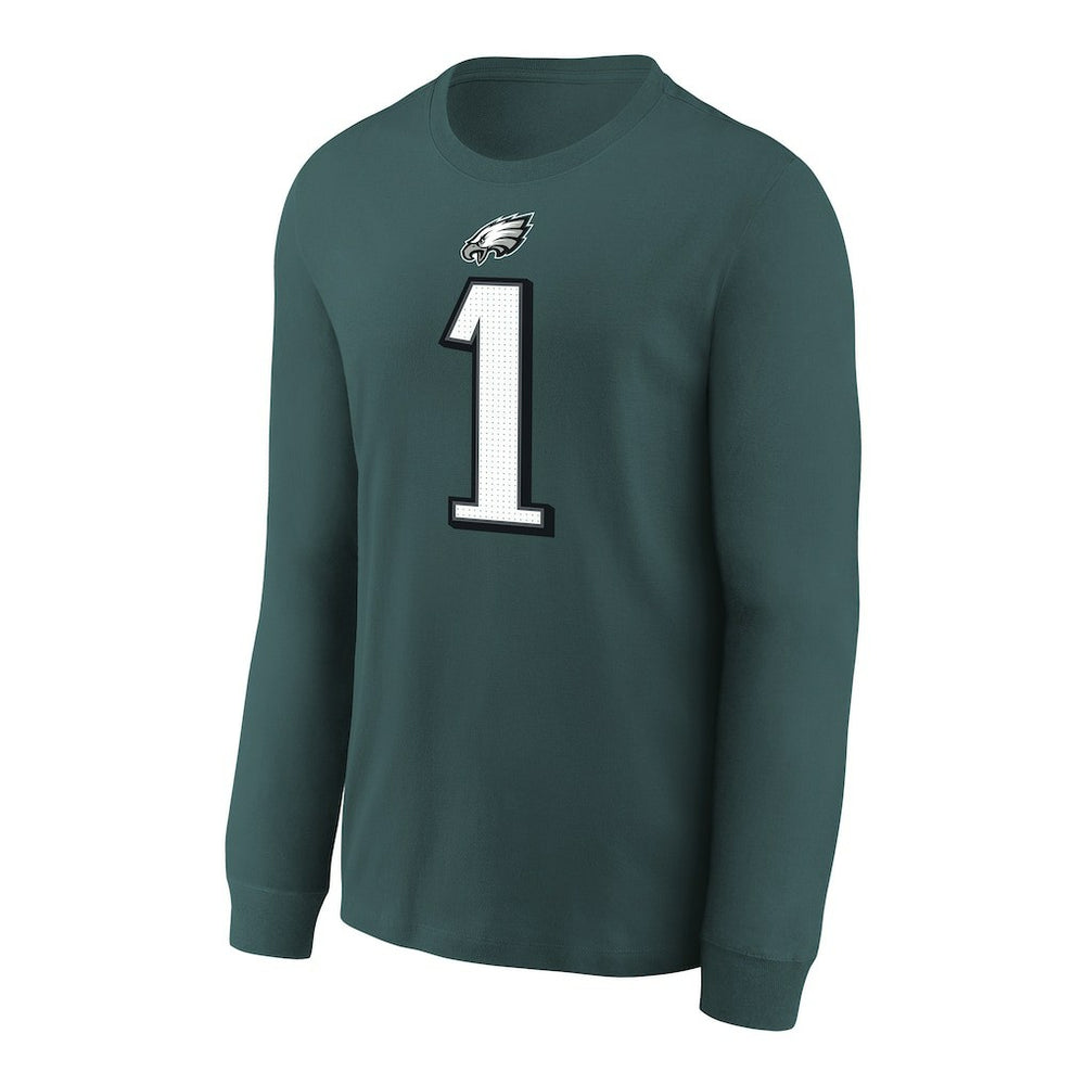 Jalen Hurts Philadelphia Eagles Youth Player Name & Number Long Sleeve T-Shirt Midnight Green