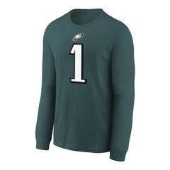 Jalen Hurts Philadelphia Eagles Youth Player Name & Number Long Sleeve T-Shirt Midnight Green