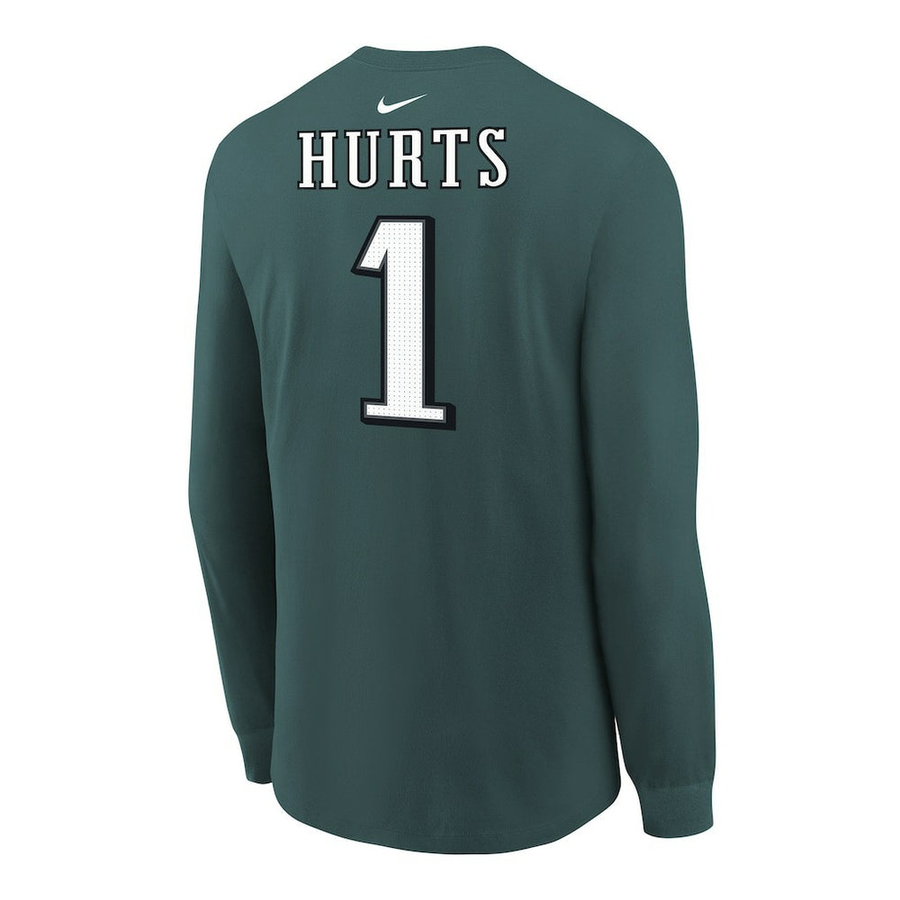 Jalen Hurts Philadelphia Eagles Youth Player Name & Number Long Sleeve T-Shirt Midnight Green