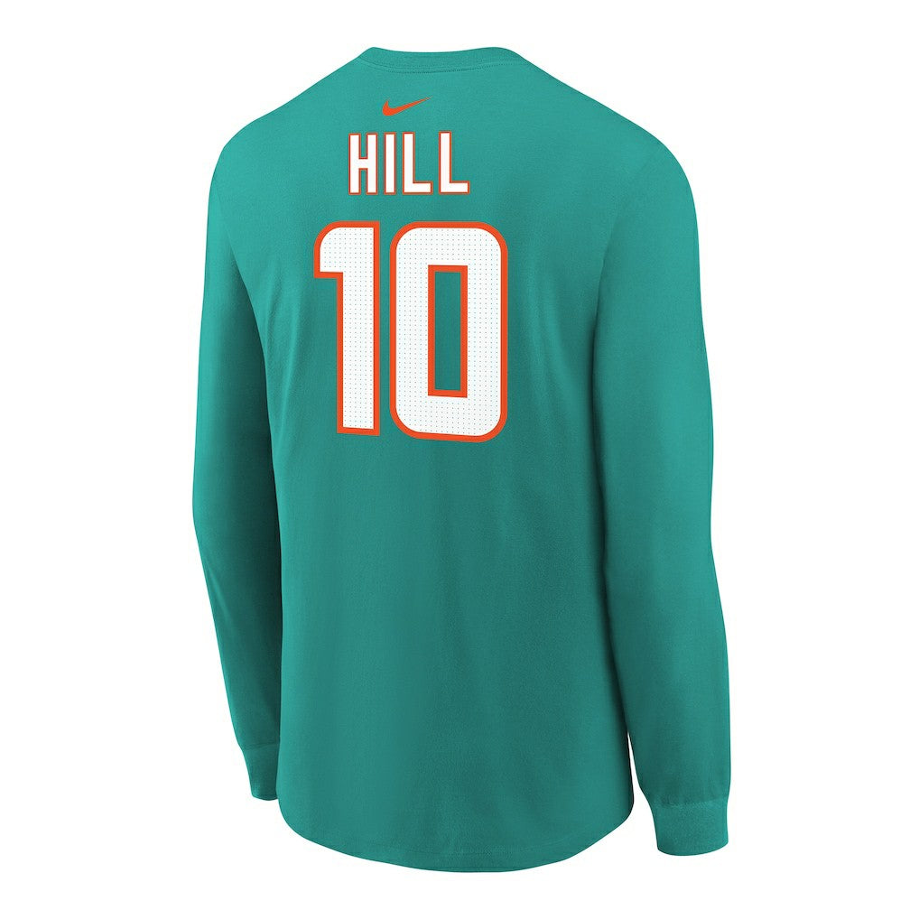 Tyreek Hill Miami Dolphins Youth Player Name & Number Long Sleeve T-Shirt Aqua