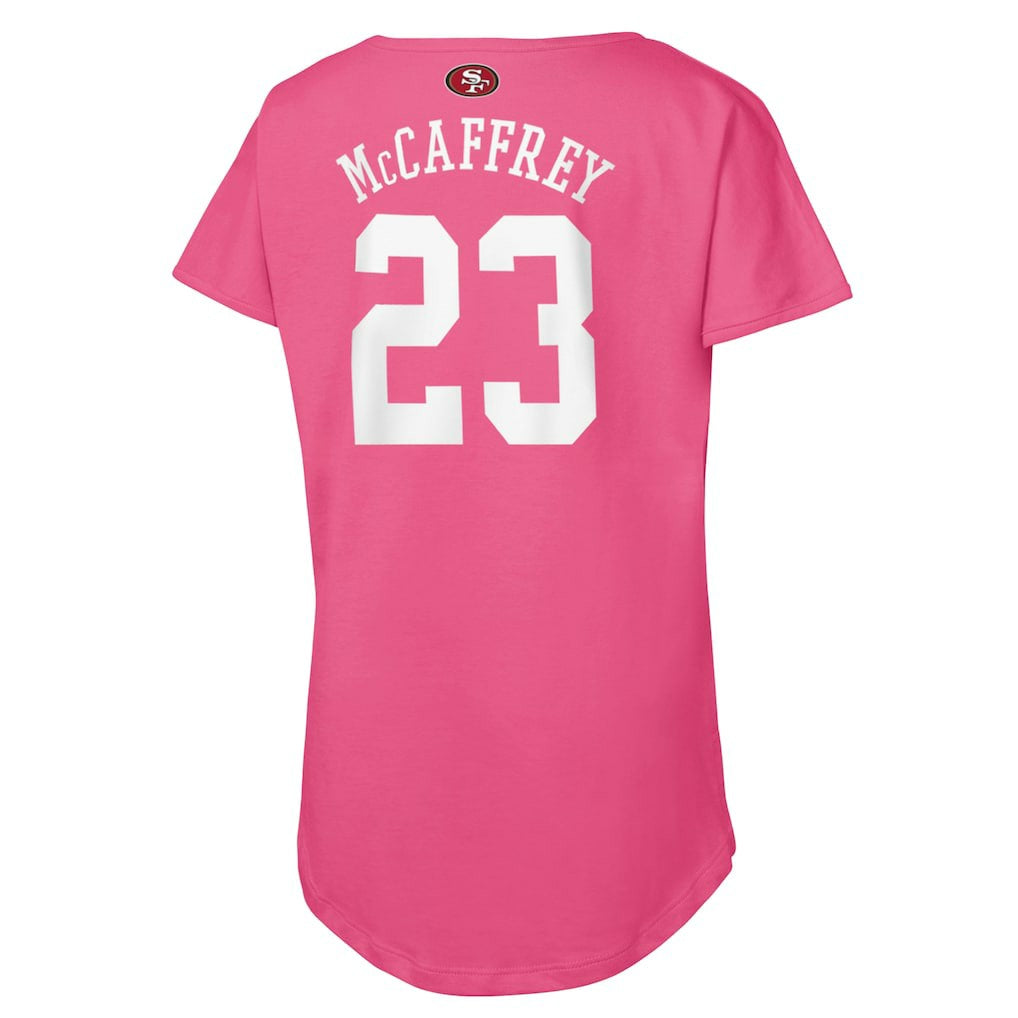 Christian McCaffrey San Francisco 49ers Girls Youth Player Name & Number T-Shirt Pink