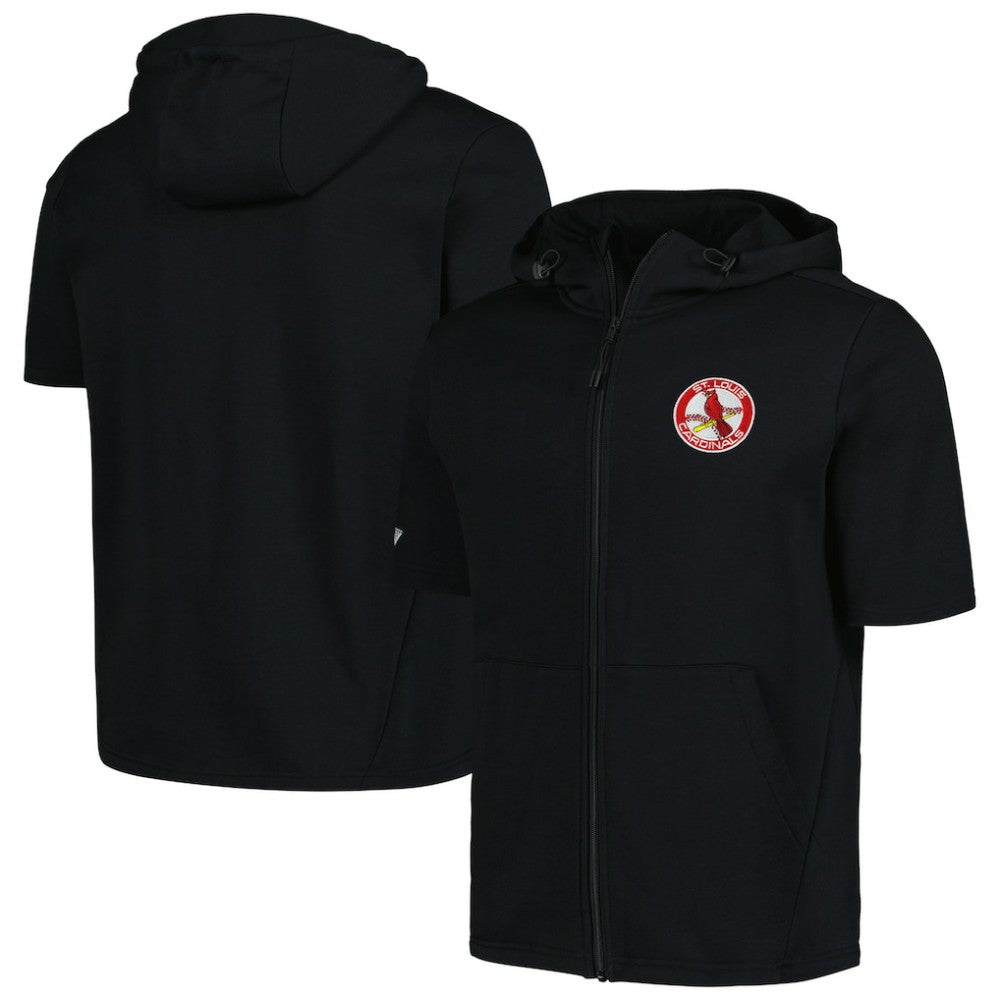 St. Louis Cardinals Levelwear Recruit Short Sleeve Full-Zip Hoodie - Black Hoodies