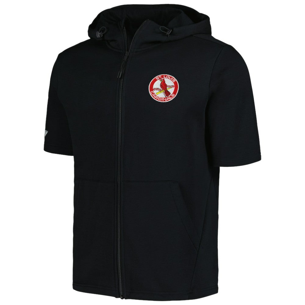 St. Louis Cardinals Levelwear Recruit Short Sleeve Full-Zip Hoodie - Black Hoodies