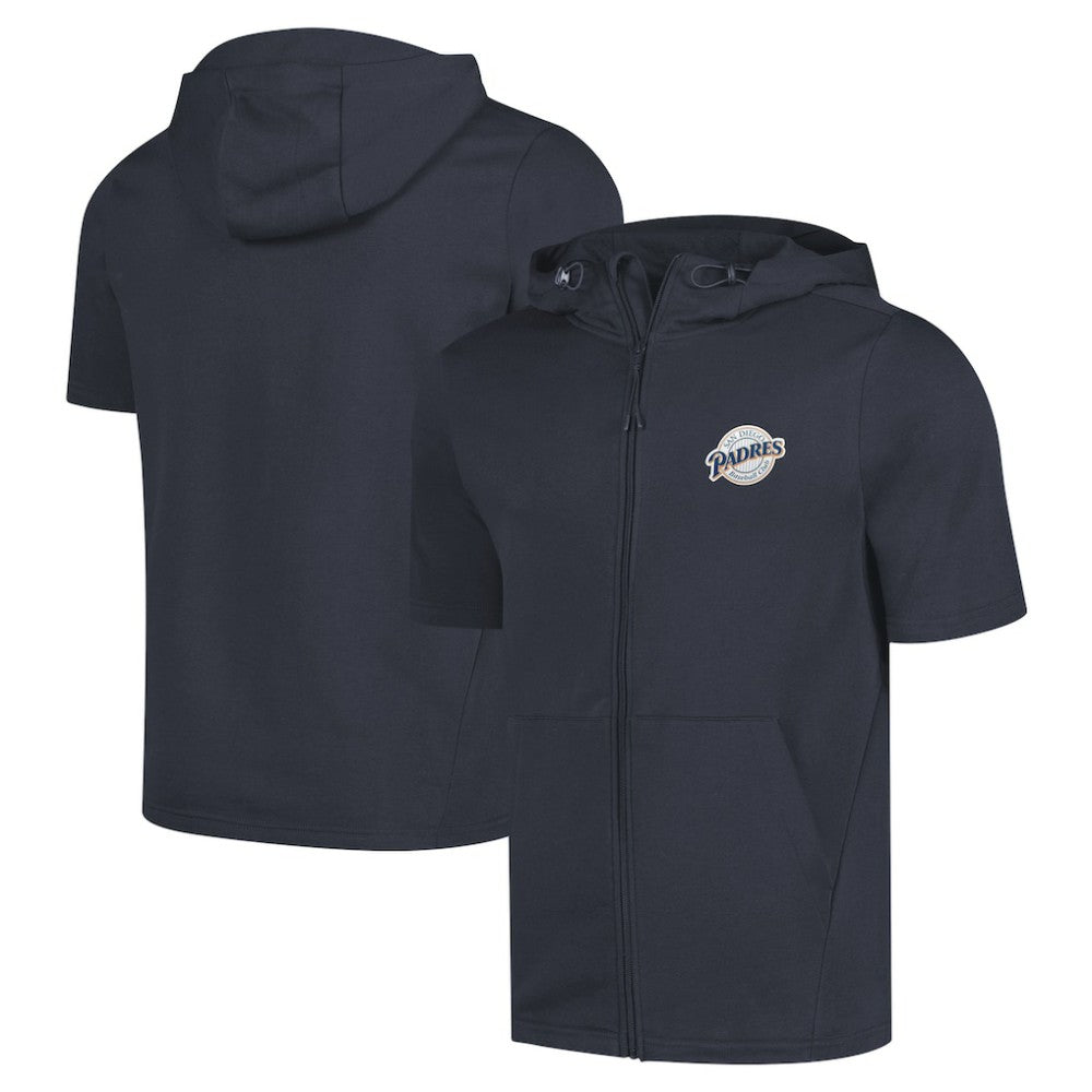 San Diego Padres Levelwear Recruit Short Sleeve Full-Zip Hoodie - Navy Hoodies