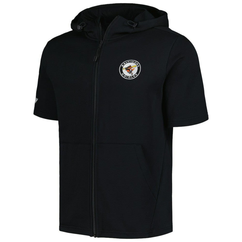 Baltimore Orioles Levelwear Recruit Short Sleeve Full-Zip Hoodie - Black Hoodies