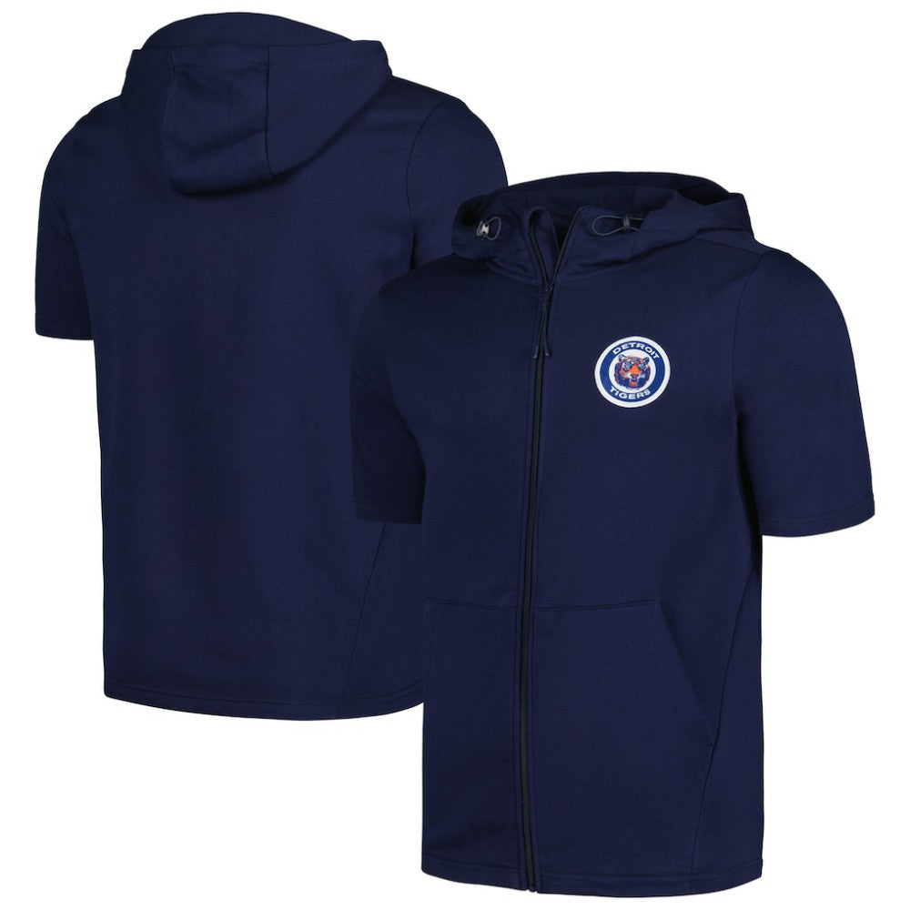 Detroit Tigers Levelwear Recruit Short Sleeve Full-Zip Hoodie - Navy Hoodies