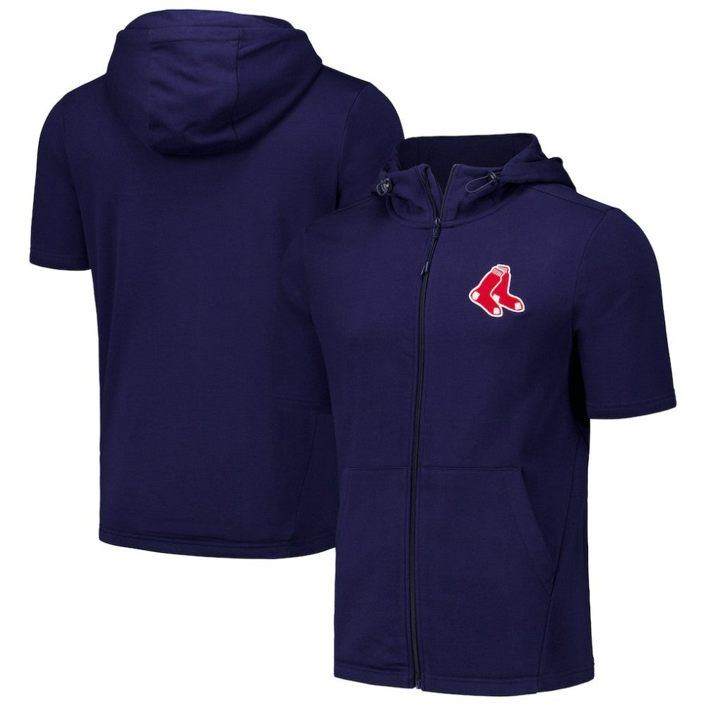 Boston Red Sox Levelwear Recruit Short Sleeve Full-Zip Hoodie - Navy Hoodies