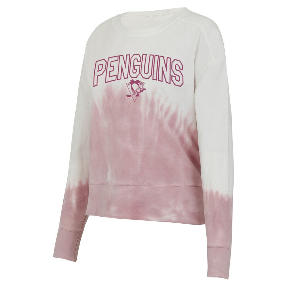 NHL Pittsburgh Penguins Concepts Sport Women's Orchard Tie-Dye Long Sleeve Top - Pink/White