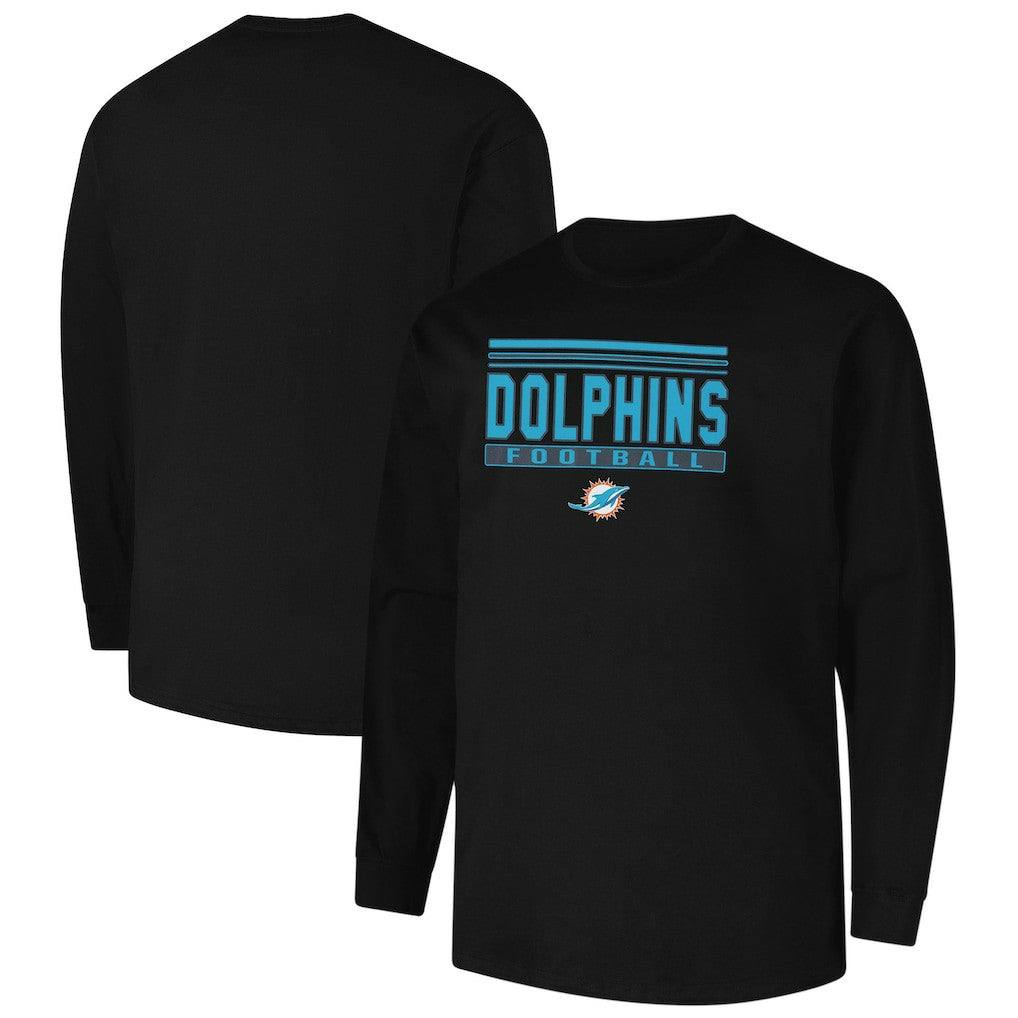 Miami Dolphins Profile Big & Tall Pop Long Sleeve T-Shirt Black