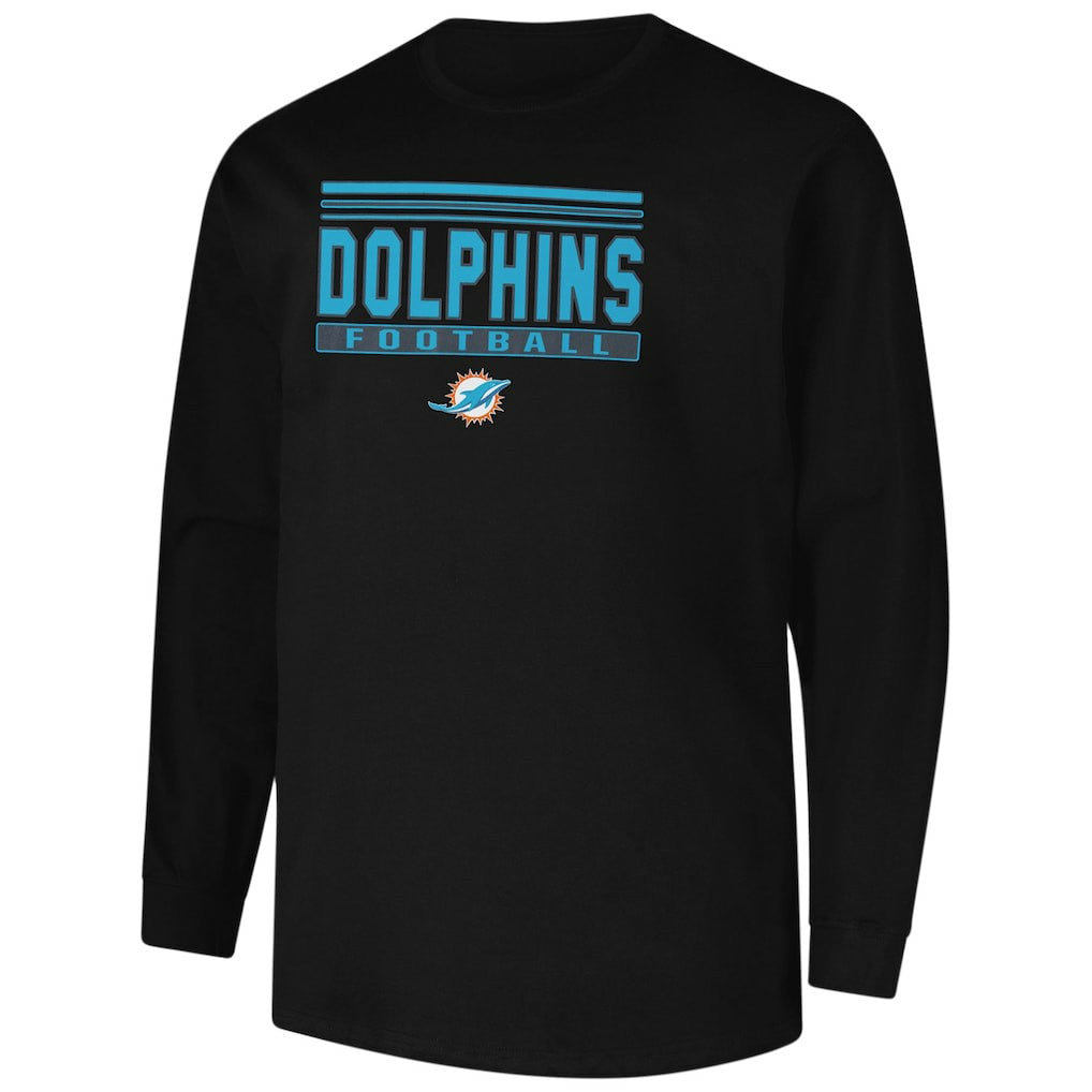 Miami Dolphins Profile Big & Tall Pop Long Sleeve T-Shirt Black