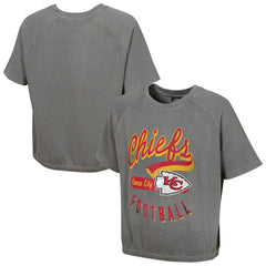Kansas City Chiefs Women's Mineral Wash Short Sleeve Top Gray