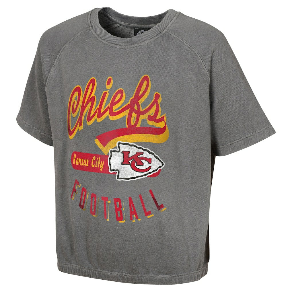 Kansas City Chiefs Women's Mineral Wash Short Sleeve Top Gray