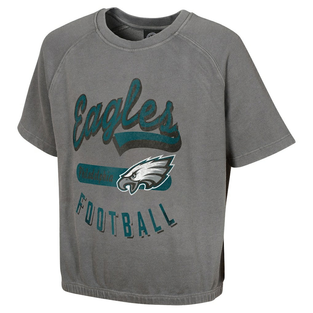 Philadelphia Eagles Women's Mineral Wash Short Sleeve Top Gray