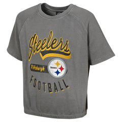 Pittsburgh Steelers Women's Mineral Wash Short Sleeve Top Gray