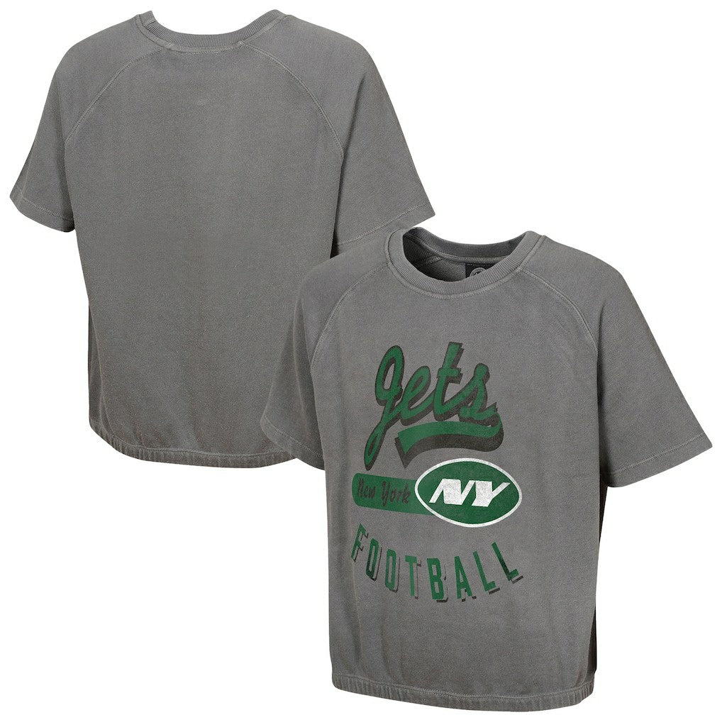 New York Jets Women's Mineral Wash Short Sleeve Top Gray