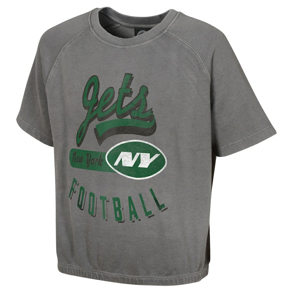 New York Jets Women's Mineral Wash Short Sleeve Top Gray