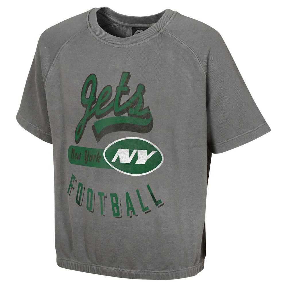 New York Jets Women's Mineral Wash Short Sleeve Top Gray