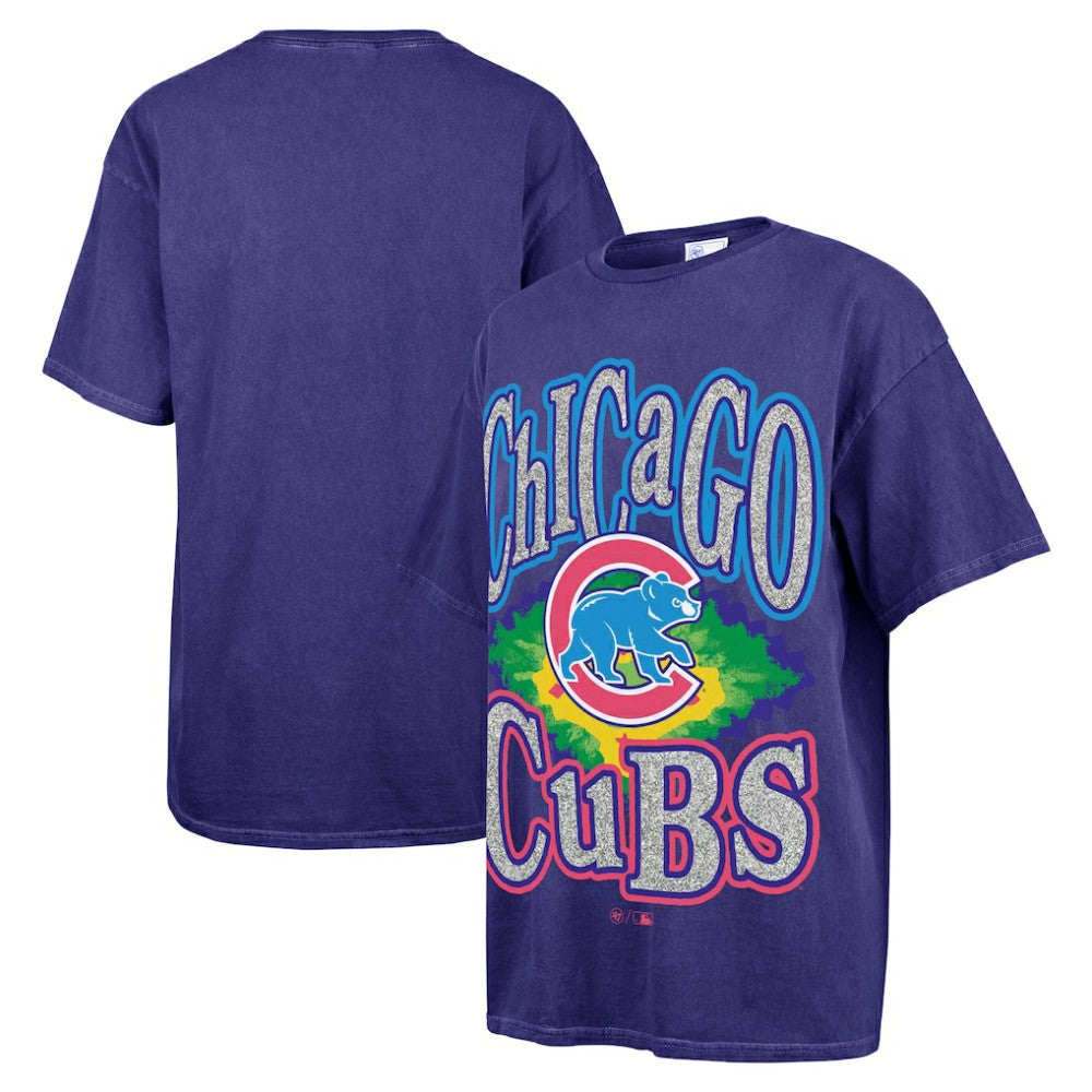 Chicago Cubs '47 Women's Flashing Lights Boyfriend T-Shirt - Navy T-shirts
