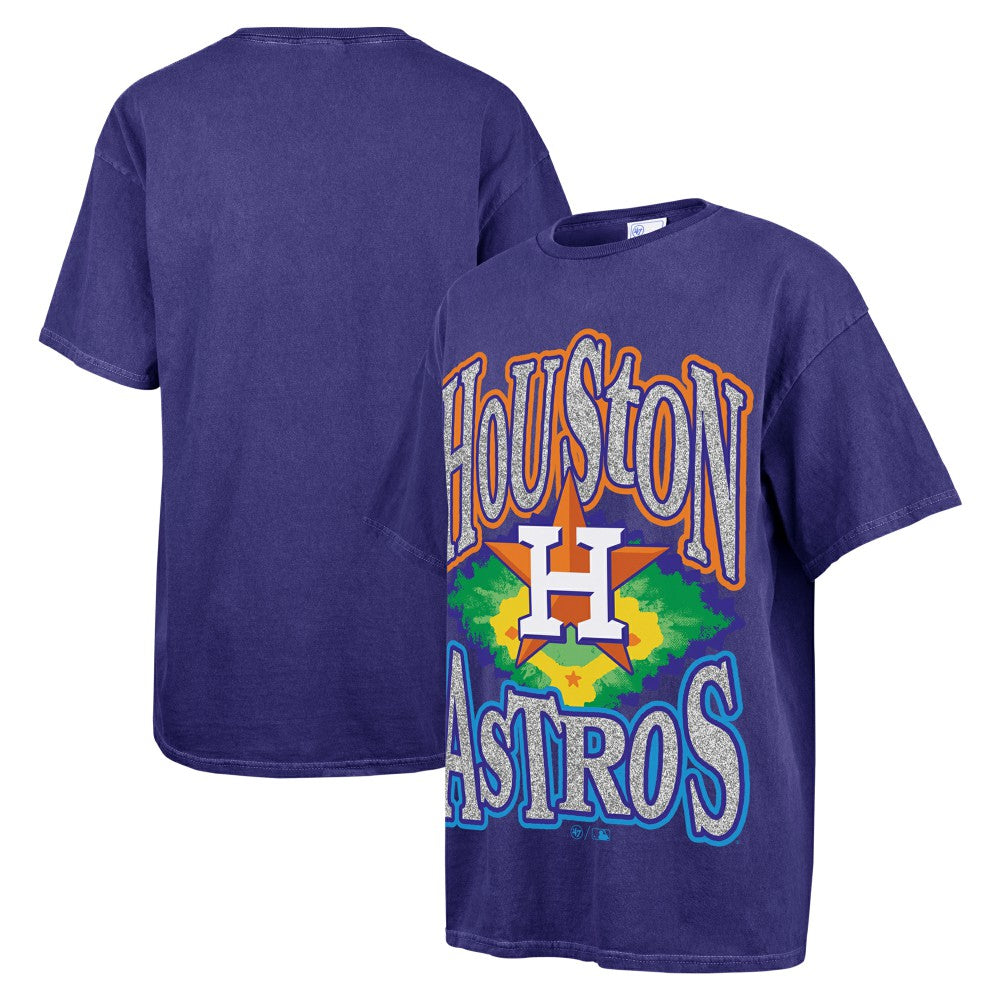 Houston Astros '47 Women's Flashing Lights Boyfriend T-Shirt - Navy T-shirts