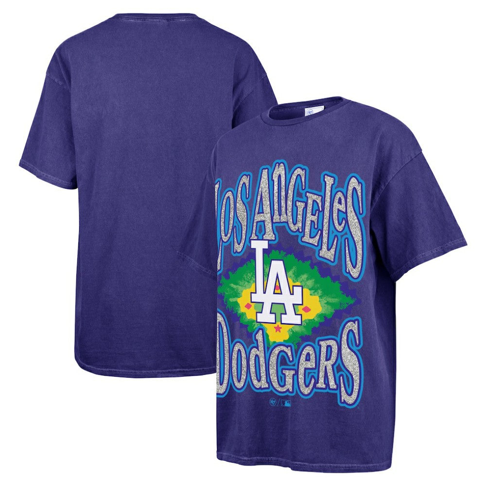 Los Angeles Dodgers '47 Women's Flashing Lights Boyfriend T-Shirt - Navy T-shirts