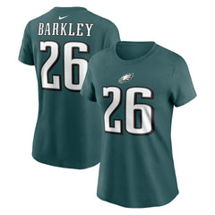 Saquon Barkley Philadelphia Eagles Women's Player Name & Number T-Shirt Midnight Green