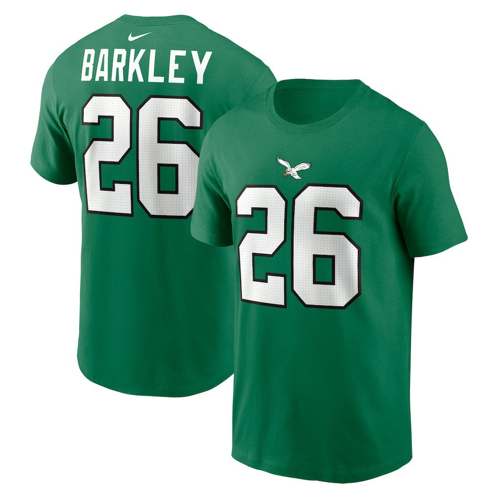 Saquon Barkley Philadelphia Eagles Player Name & Number T-Shirt Kelly Green