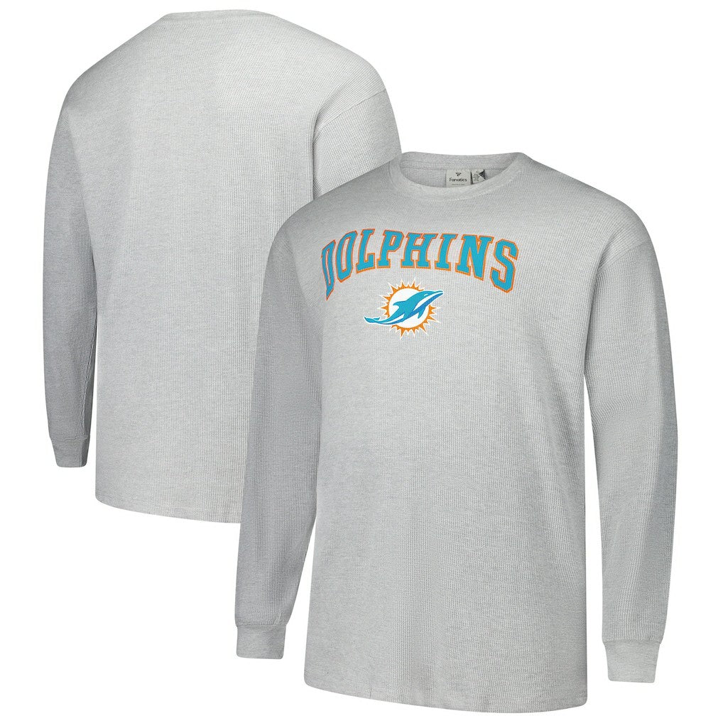 Miami Dolphins Big & Tall Thermal Long Sleeve T-Shirt Heather Gray