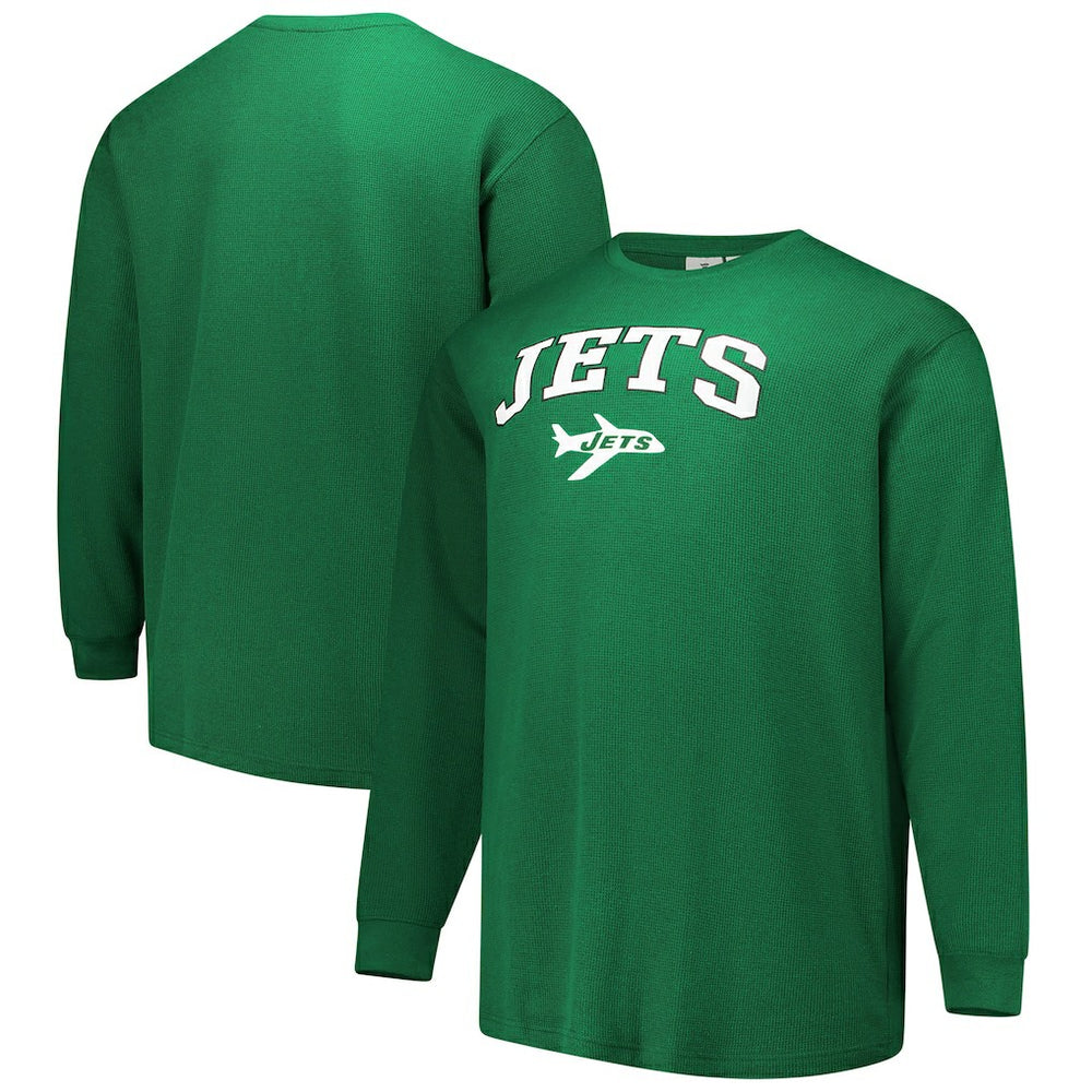 New York Jets Big & Tall Throwback Thermal Long Sleeve T-Shirt Kelly Green