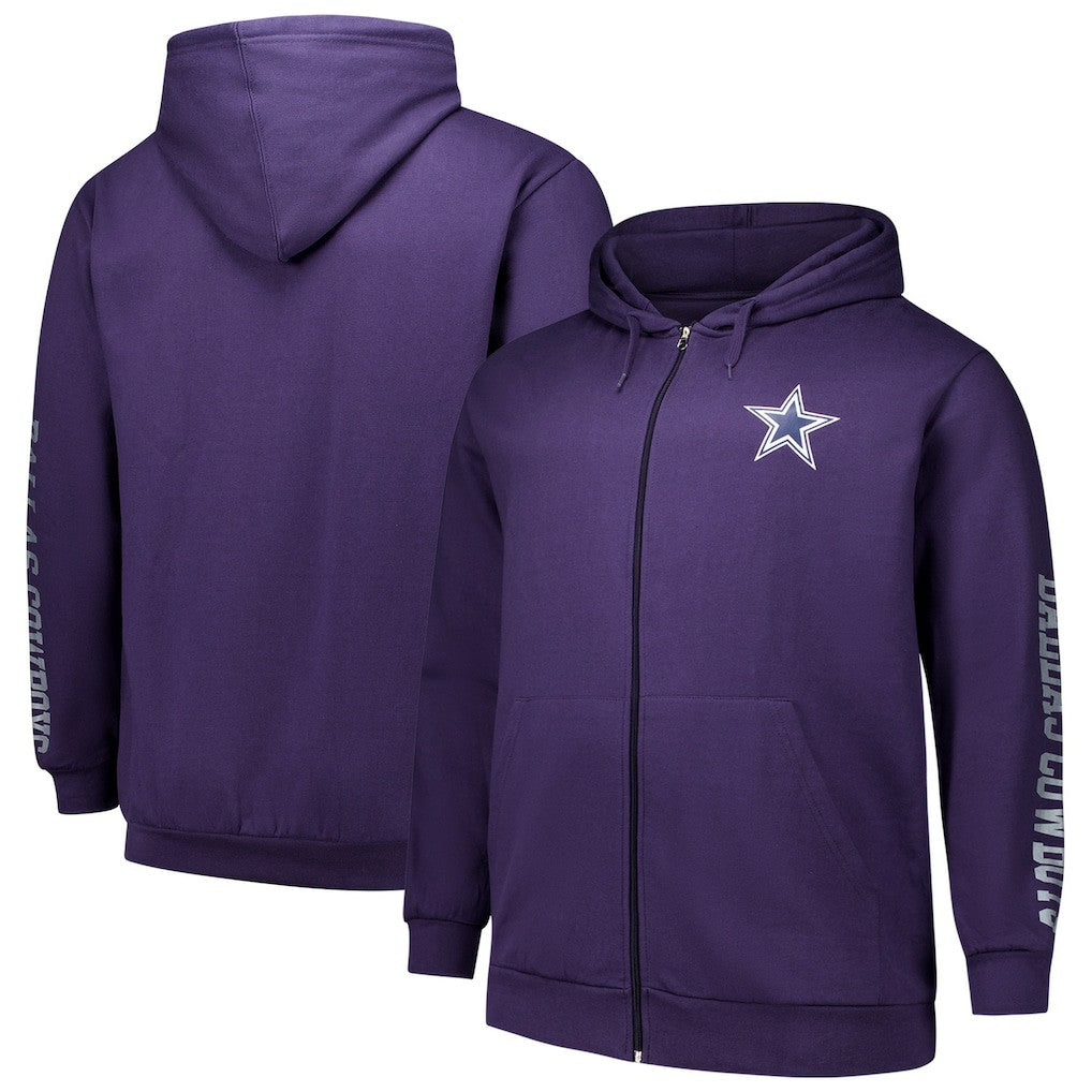 Dallas Cowboys Big & Tall Sleeve Hit Full-Zip Hoodie Purple