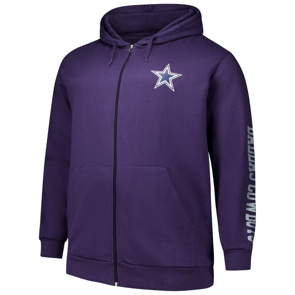 Dallas Cowboys Big & Tall Sleeve Hit Full-Zip Hoodie Purple