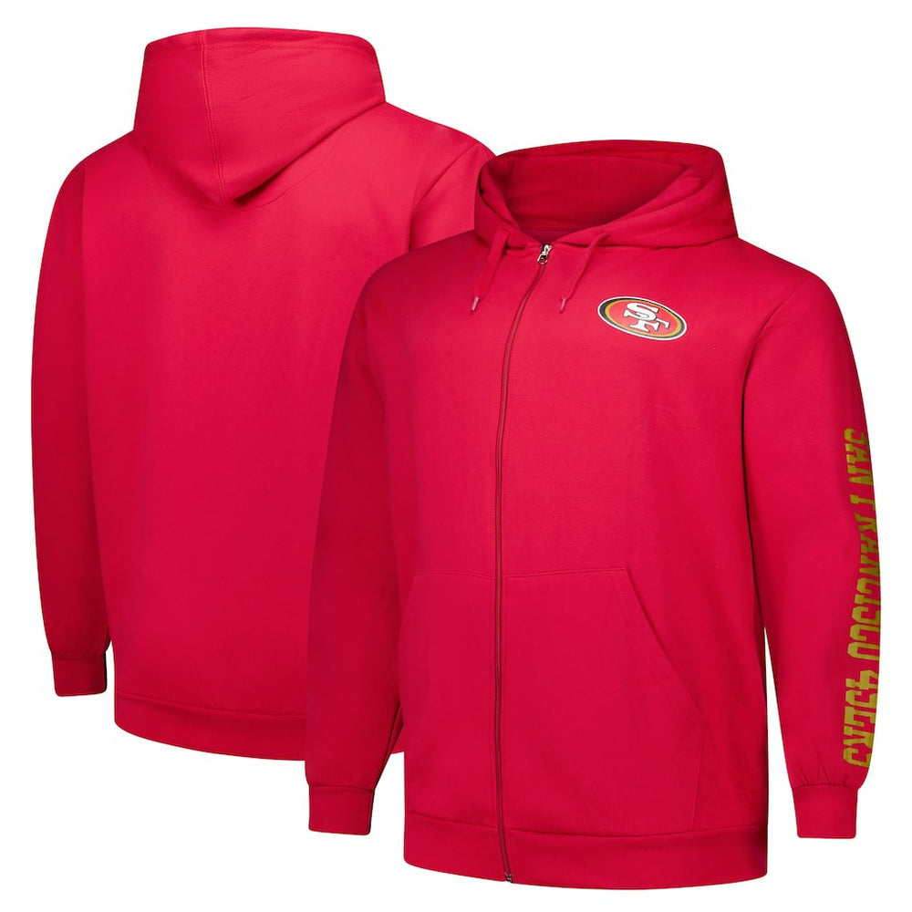 San Francisco 49ers Big & Tall Sleeve Hit Full-Zip Hoodie Scarlet