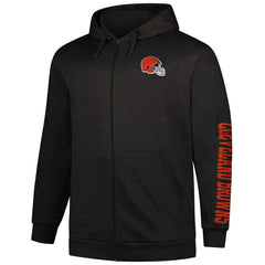 Cleveland Browns Big & Tall Sleeve Hit Full-Zip Hoodie Heather Charcoal