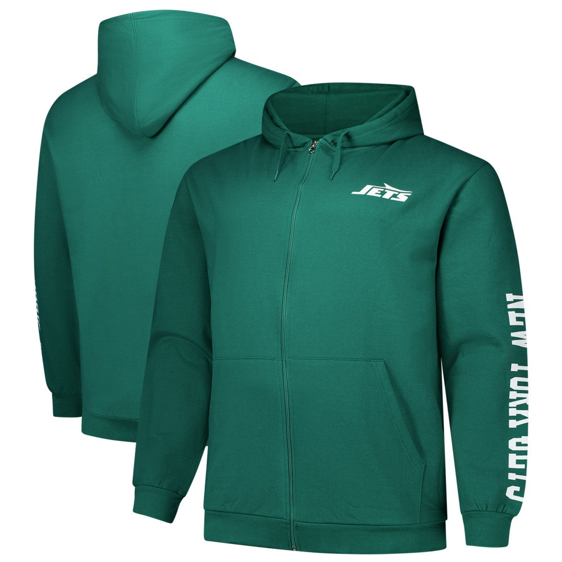 New York Jets Big & Tall Sleeve Hit Full-Zip Hoodie Green