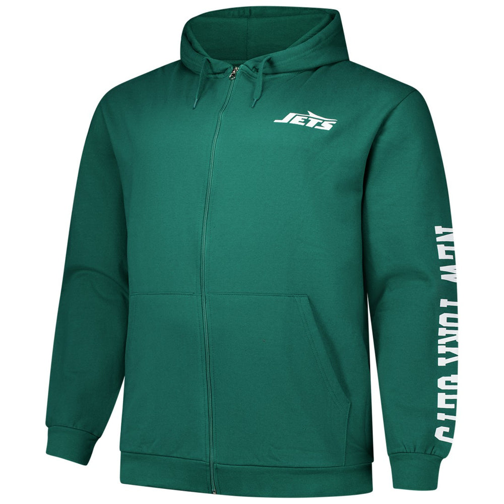 New York Jets Big & Tall Sleeve Hit Full-Zip Hoodie Green