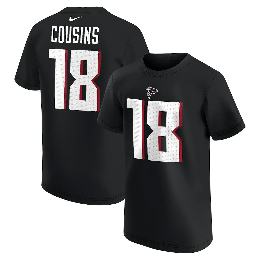 Kirk Cousins Atlanta Falcons Youth Player Name & Number T-Shirt Black